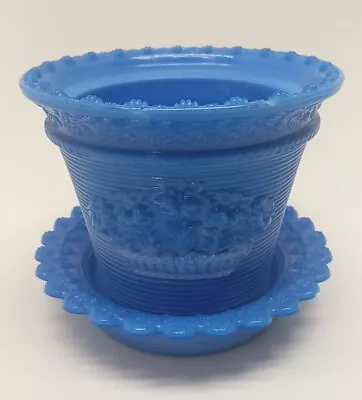 Buy MMA Metropolitan Museum Of Art Blue Glass Flower Pot & Saucer (CHIPS W/ CRACK) • 21.10£