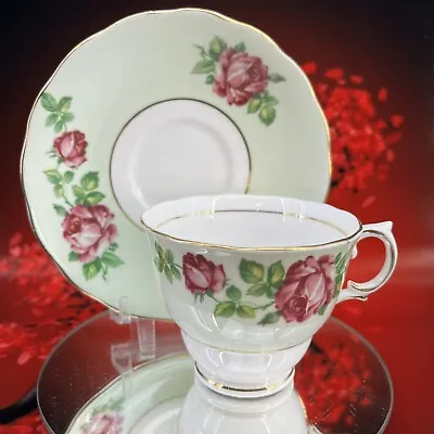 Buy Colclough Green Red Rose Tea Cup Saucer English Bone China Gold Teacup UK BX16 • 14.39£