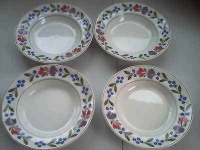Buy Adams OLD COLONIAL  Rimmed Soup Bowls X4 Diam 20cms • 29.99£