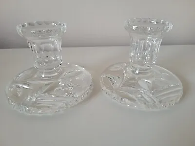 Buy Vintage Clear Glass Candle Holders/Sticks Matching Pair, Christmas, Wedding! • 11.50£