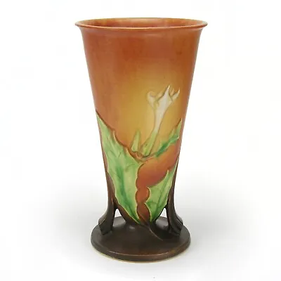 Buy Roseville Pottery Thornapple 2 Handle Vase 832-12 Matte Pumpkin Orange 1937 • 379.40£