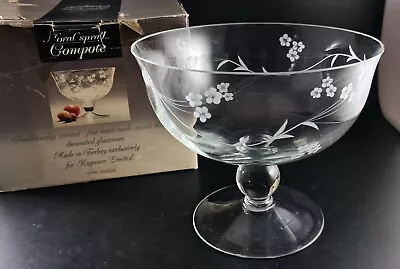 Buy  Rayware Floral Spray Hand Made Spiral Glassware Compote Bowl Hand Cut - Turkey  • 24.72£