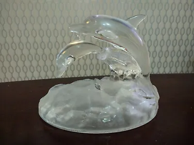 Buy Clear Art Glass 24% Lead Crystal Dolphin Aquatic Animal Figurine Ornament Decor • 19.95£