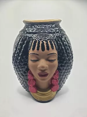 Buy Vtg African American Woman Double Sided Bust Head Faces Pottery Vase Handpainted • 43.30£