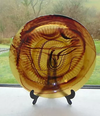 Buy Vintage Davidsons Amber Cloud Glass Dished Plate 29cm C1940s • 15£