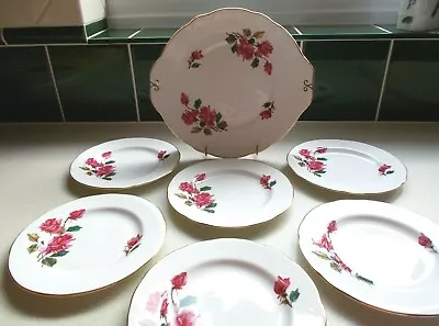 Buy Vintage Royal Sutherland Fine Bone China - Large Serving Plate & 6 Cake Plates  • 9.95£