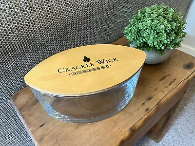 Buy Empty Oval Crackle Wick Crackling Candle Used Decorative Storage Glass Jar & Lid • 5£