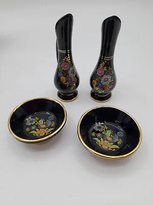 Buy 24k Gold SD Ceramic Floral Vase & Dish Bundle Handmade In Greece • 29.99£