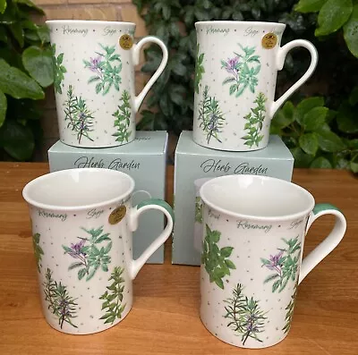 Buy Set Of 4 Fine China Coffee Tea Mugs Herb Garden Pattern • 18.99£