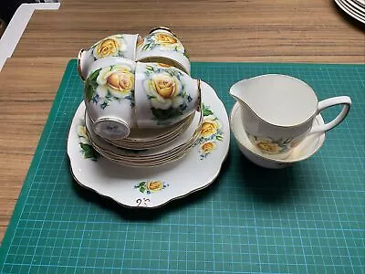 Buy Duchess Bone China Tea Set. 4 Cups & Saucers 1x Serving Plate 5 Side Plates • 20£