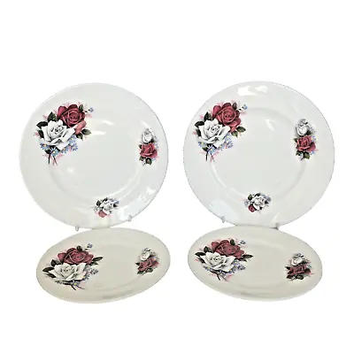 Buy Queen Anne Bone China Floral Red White Roses 2 Tea Plates 2 Side Plates Vintage • 12.50£