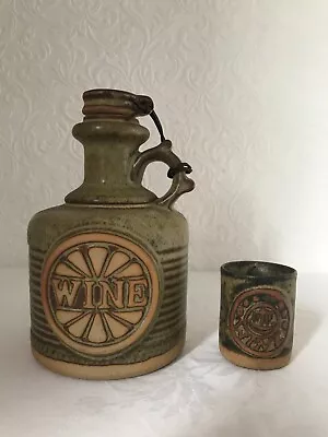 Buy Vintage Studio Pottery Stoneware Wine Flagon & Beaker TREMAR Style • 5.99£
