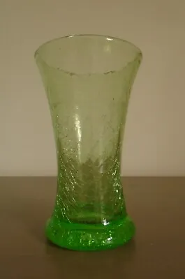 Buy Small Bright Green Crackle Glass Vase • 9.95£