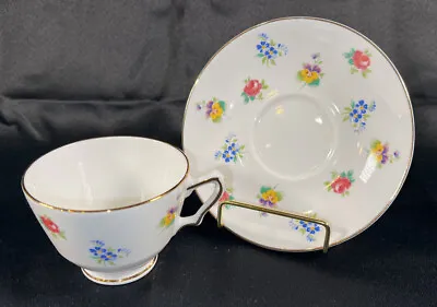 Buy Vintage Crown Staffordshire England Tea Cup Saucer Floral Fine Bone China • 13.82£