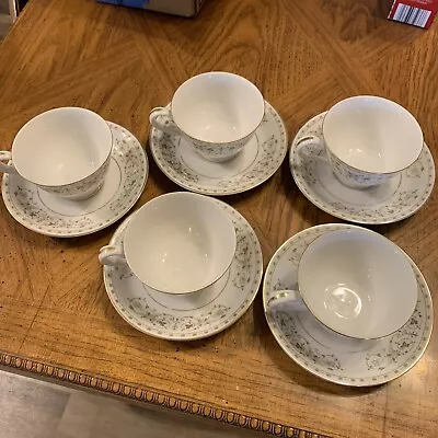 Buy Rose China Japan Caledonia Pattern Set Of 5 Cups And Saucers  • 14.25£