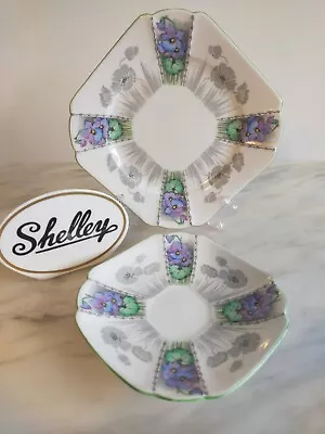 Buy Shelley Side Plate And Saucer, Violets Pattern 12114 Queen Anne Shape Excellent • 15£