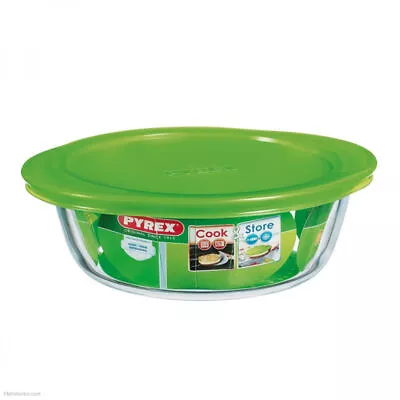 Buy Pyrex Microwave Safe Classic Round Glass Dish With Vented Lid 1L - Green • 9.87£