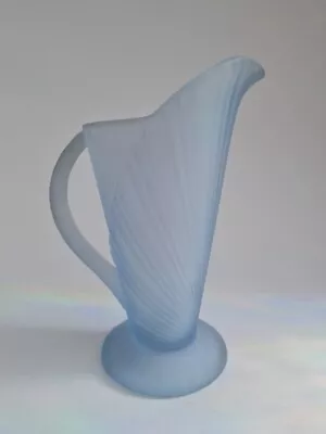 Buy Bagley Art Deco Vintage Blue Glass 'Sunburst' Vase Frosted  Pitcher 18 Cms • 19.99£