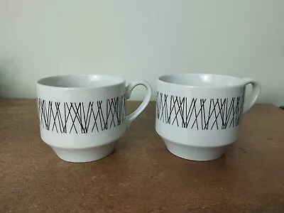 Buy Vintage Pair Of Midwinter 'Graphic' Pattern Tea Cups • 5.95£