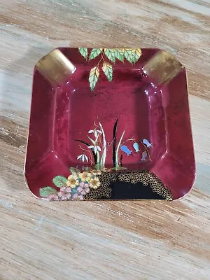Buy Vintage Carlton Ware Ashtray Asian Ruby Luster Hedgerow Bluebells 4 X4   • 23.63£