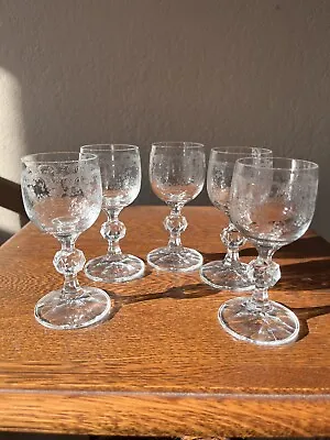 Buy Cascade  Needle Etched Clear Crystal Cordial Glasses Set Of 5 • 15.13£