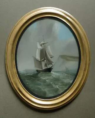 Buy Rare Antique Reverse Glass  Painting. Finely Portrayed  Ship. British Artist? • 380£