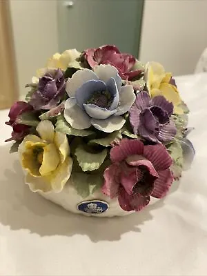 Buy Vintage AYNSLEY Bone China Rose Flower Posy Bouquet In Bowl Basket Heavy 1.4kgs  • 40£