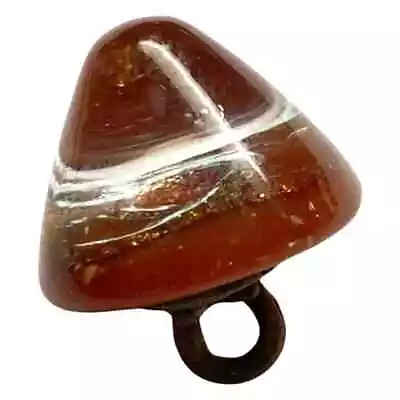 Buy 9/16  Lovely Antique Carnelian Conical Glass Paperweight Button W Goldstone • 3.67£