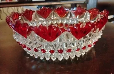 Buy Ruby Flash Clear Crystal Hobnail Trinket Jewelry Fruit Nut Candy Relish Dish (1) • 9.48£