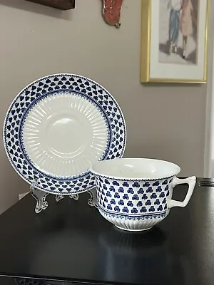 Buy Adams Real English Ironstone CUP And SAUCER SET Brentwood Blue Flowers/Shamrocks • 12.29£