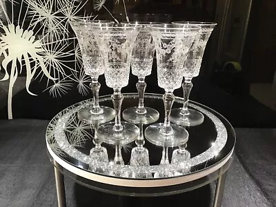 Buy 5 X Victorian BACCARAT Needle Etched Port Wine Glasses - VERY RARE - C1860’s. • 330£