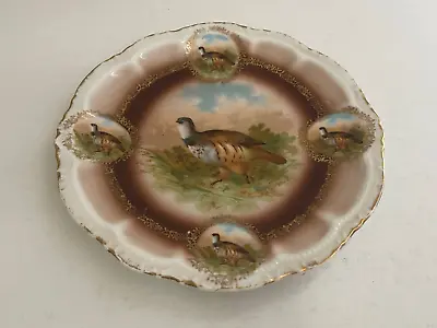Buy Antique Bavarian Porcelain Plate W/ Quail Game Bird Decoration • 72.32£