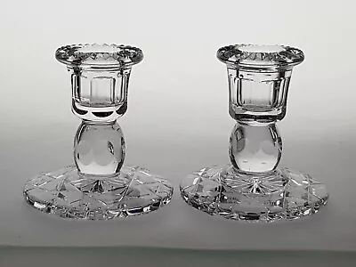 Buy A Pair Of Clear Cut Glass Crystal Matching Candlestick Holders • 29.95£