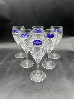 Buy Set Of 6 Royal Doulton Crystal Juliette Water Goblet Wine Glasses RARE 6” Small • 68.52£