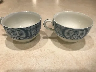 Buy (2) JOHNSON BROS Mongolia Gray/Flow Blue China Pattern Coffee Cups • 28.81£