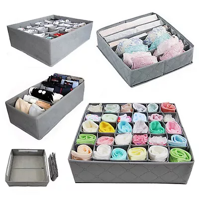 Buy 3 Pack Drawer Organiser Neat Tidy Storage Box Wardrobe Divide Organizer Socks UK • 6.69£