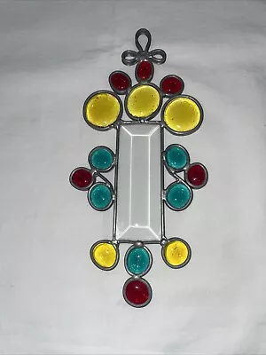 Buy ❤️Vintage Leaded Coated Glass Cross Suncatcher Ornament Soft Metal Weld • 11.51£