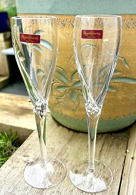 Buy Two Royal Brierley Crystal Champagne Glasses With Labels • 29£