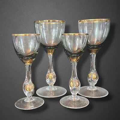 Buy 4 Czechoslovakia Jozef Stanik Art Deco Crystal Gold Ball Glasses  • 41.58£