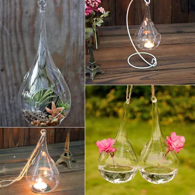 Buy Clear Hanging Glass Bauble Tealight Candle Holder Wedding Garden Festive Decor • 11.95£