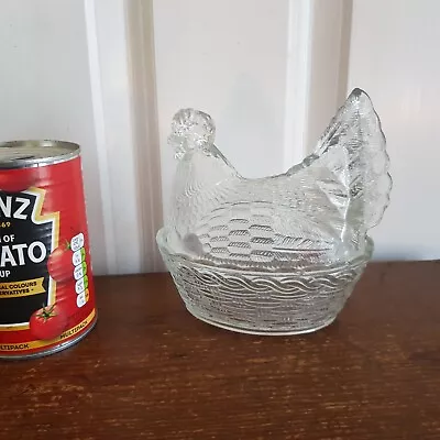 Buy Small Vintage 1960s Clear Pressed Glass Chicken / Hen On Nest • 7.95£