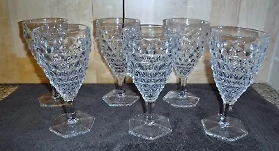 Buy 6x Fostoria American Clear Crystal Cubist 7  Hex Footed Stemware Water Goblets • 47.98£
