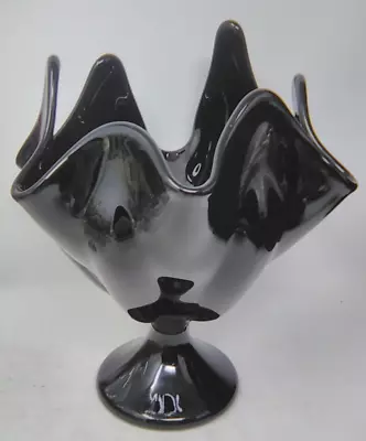 Buy RARE Vintage Viking Black Amethyst Swung Glass Epic  Handkerchief Footed Vase • 118.12£