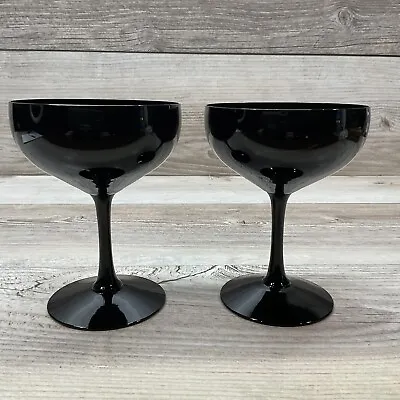 Buy 2 Elegant Glassware FOSTORIA  Black/onyx Glass Sherbet/champagne Glasses • 34.67£