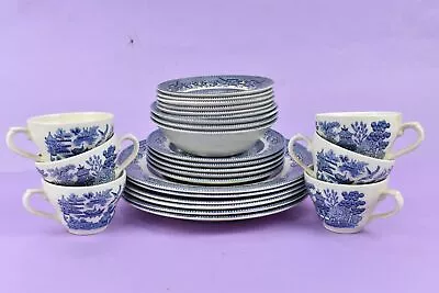 Buy Broadhurst Ironstone Blue & White Willow Pattern Dinnerware Set 26 Pieces  • 29.99£