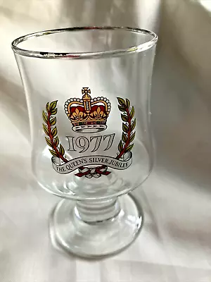 Buy Silver Jubilee Commemorative Queen 1977 Elizabeth Glass SILVER Vintage Goblet • 3.99£