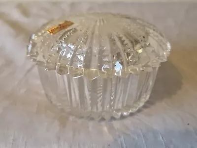 Buy Vintage Glass Lidded Trinket Pot Clear Sunburst With Makers Sticker N • 9.99£