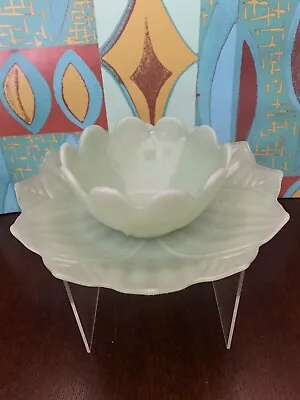 Buy Jadeite Fire King Lotus Bowl And Dish Vintage • 28.42£