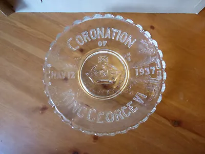 Buy King George Vi 1937 Glass Commemorative Plate Platter Diameter 24cm Vgc • 12.50£