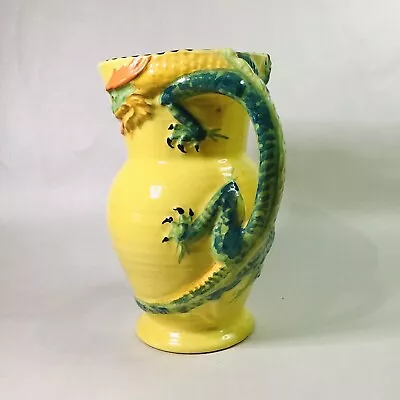 Buy Vintage Burleigh Ware Art Deco Yellow Green Dragon Handle Jug / Pitcher / Vase • 29£